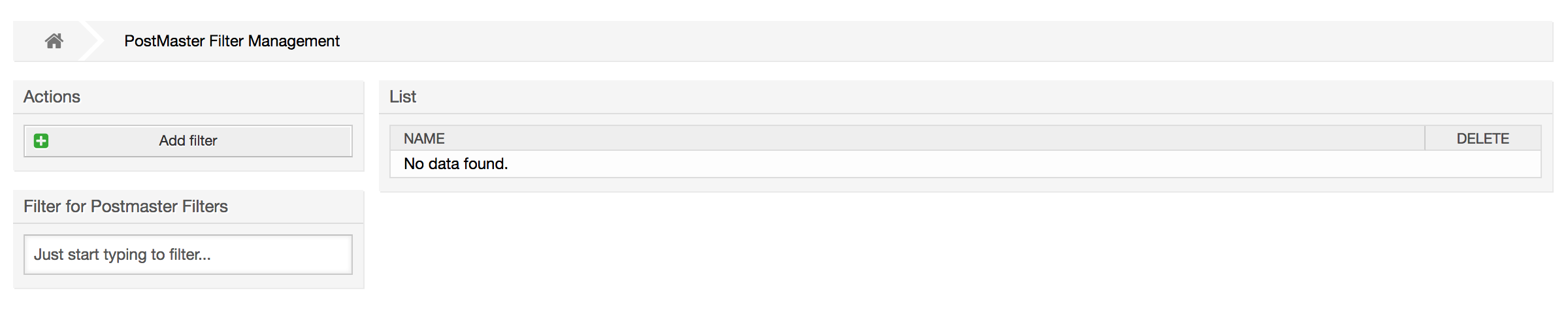PostMaster filter management
