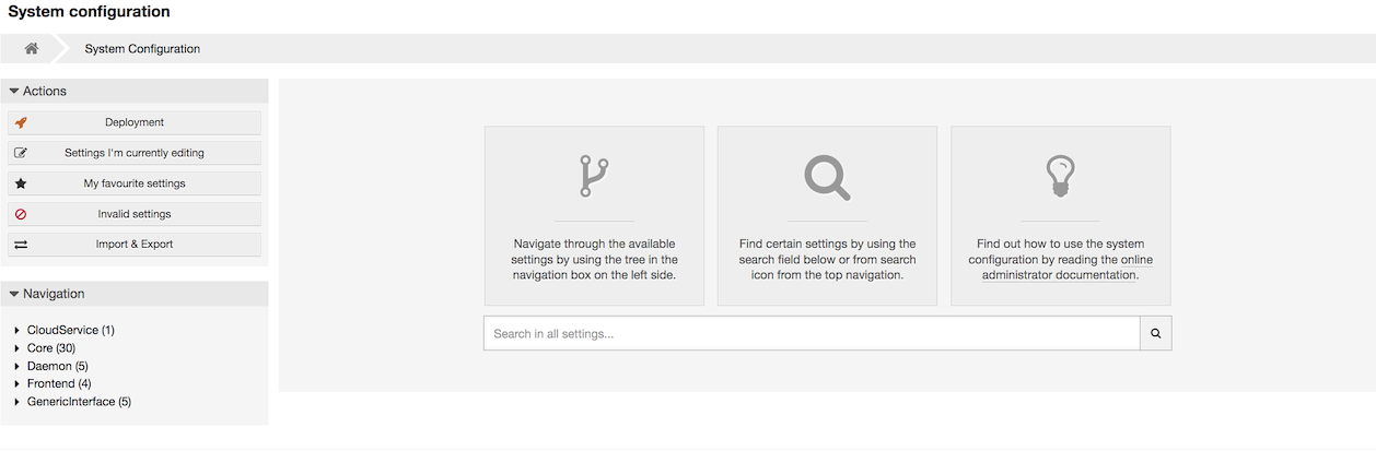 The graphical interface for system configuration
