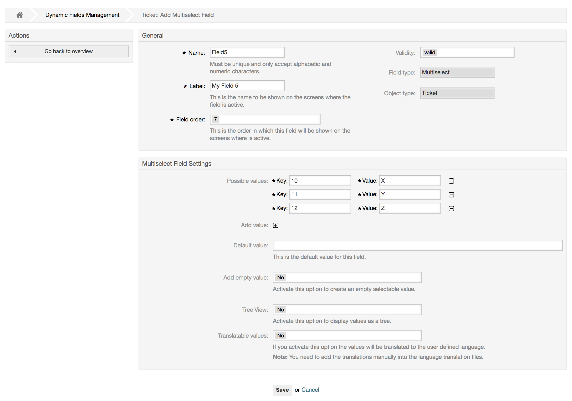 Dynamic field Multiselect configuration dialog