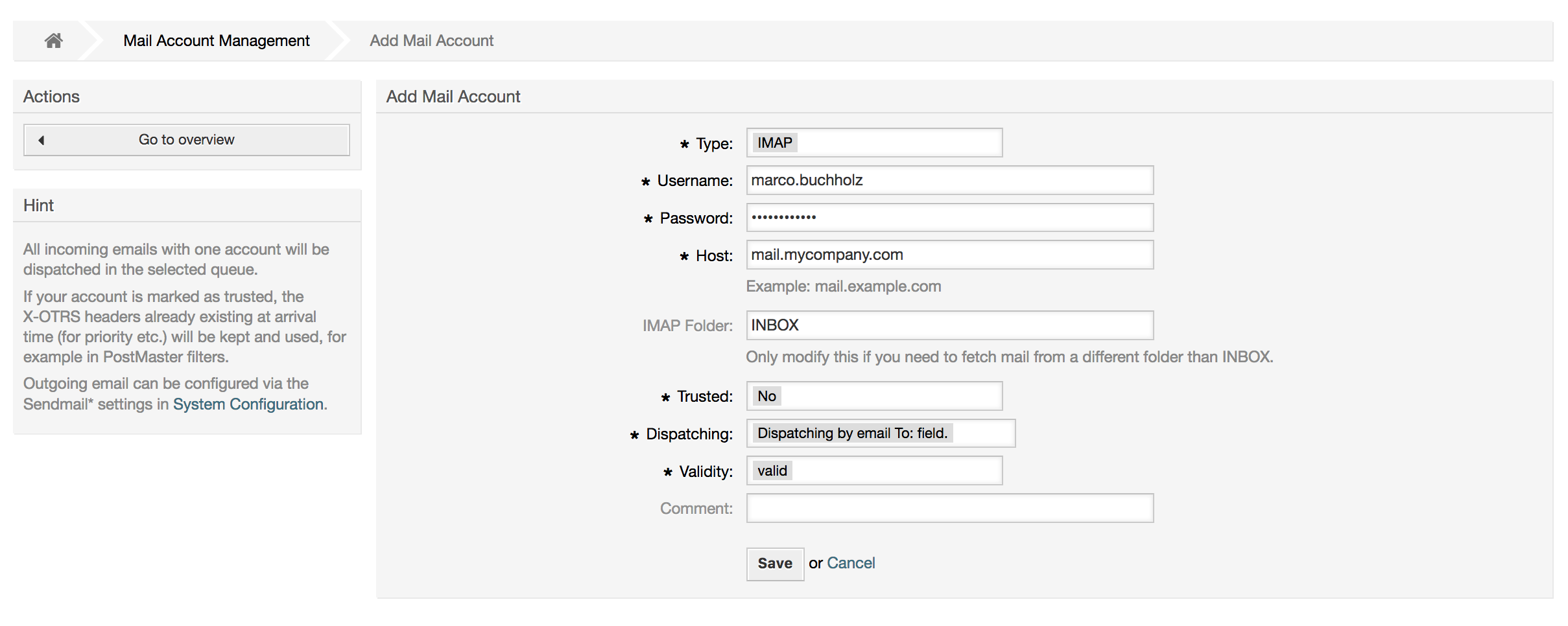 Adding a mail account