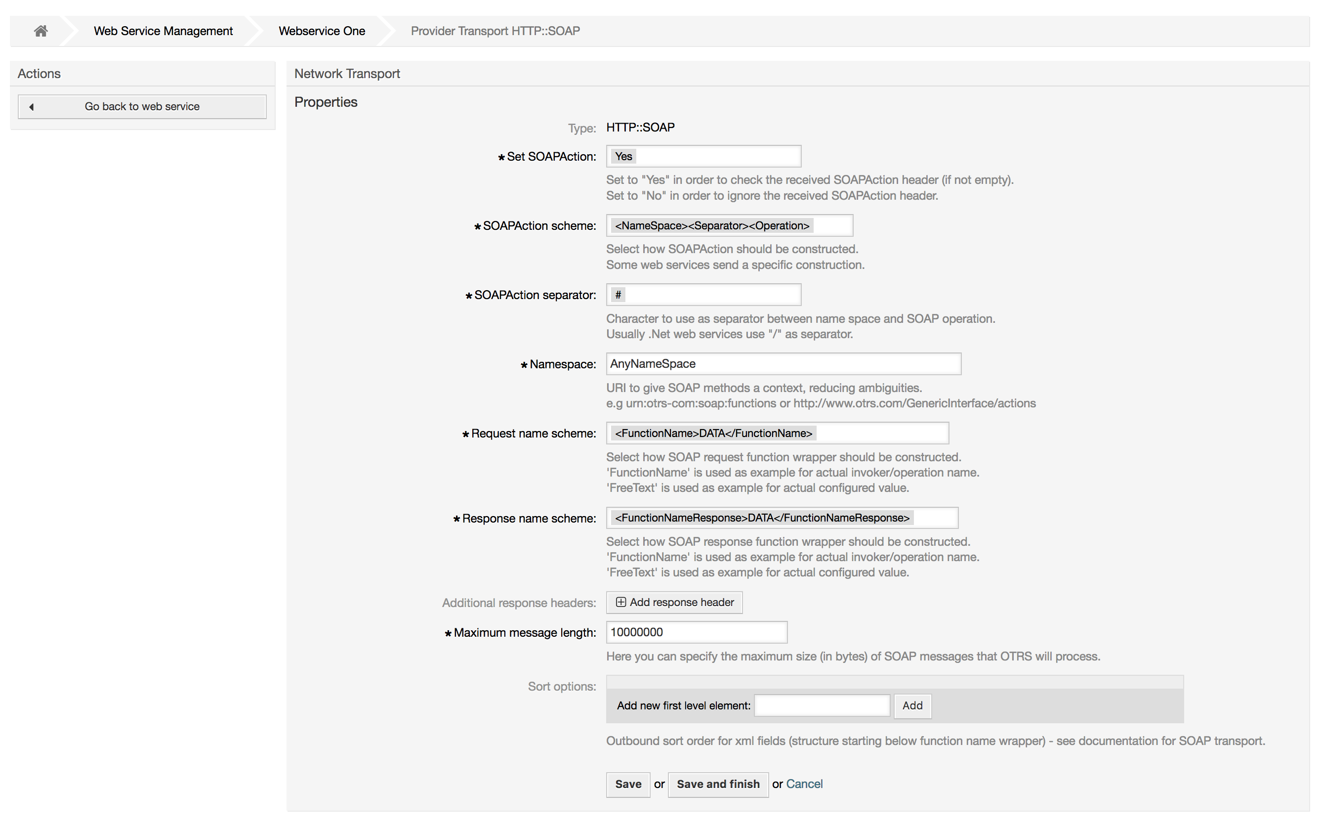Web service requester network transport (HTTP::SOAP)