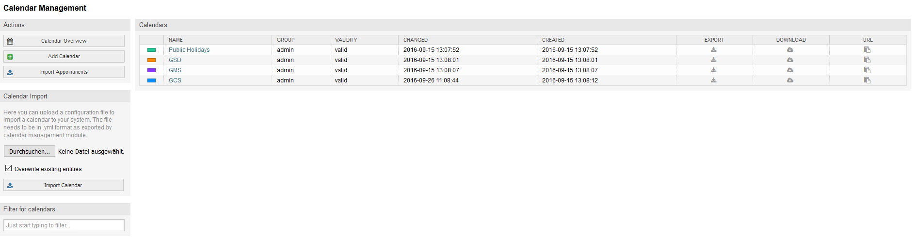 Calendar management overview