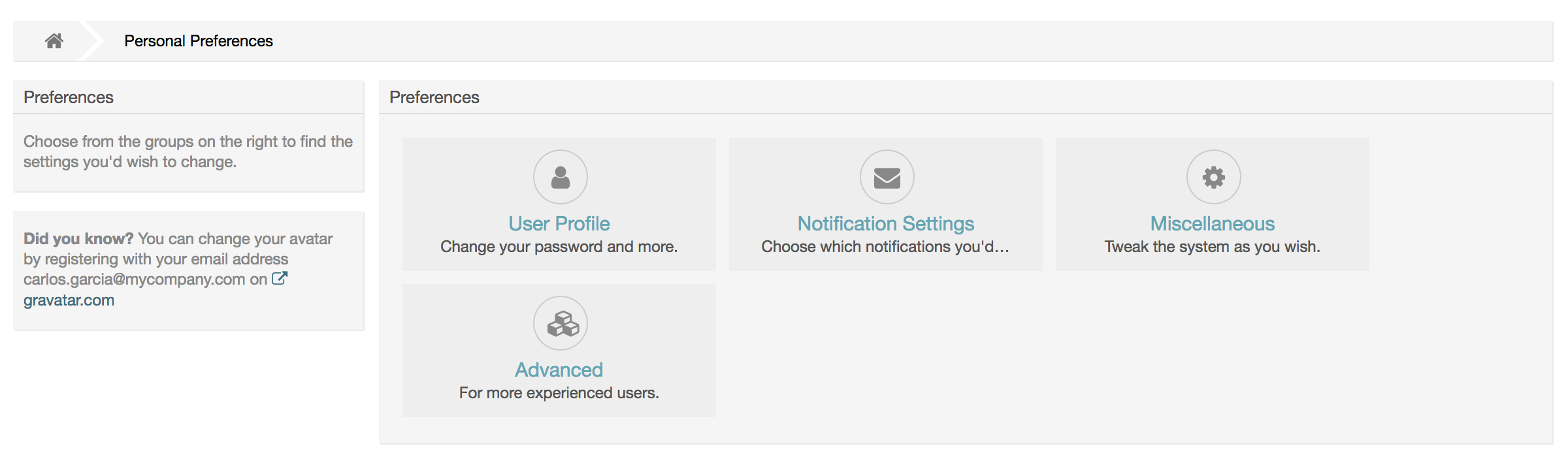 Agent's personal preferences