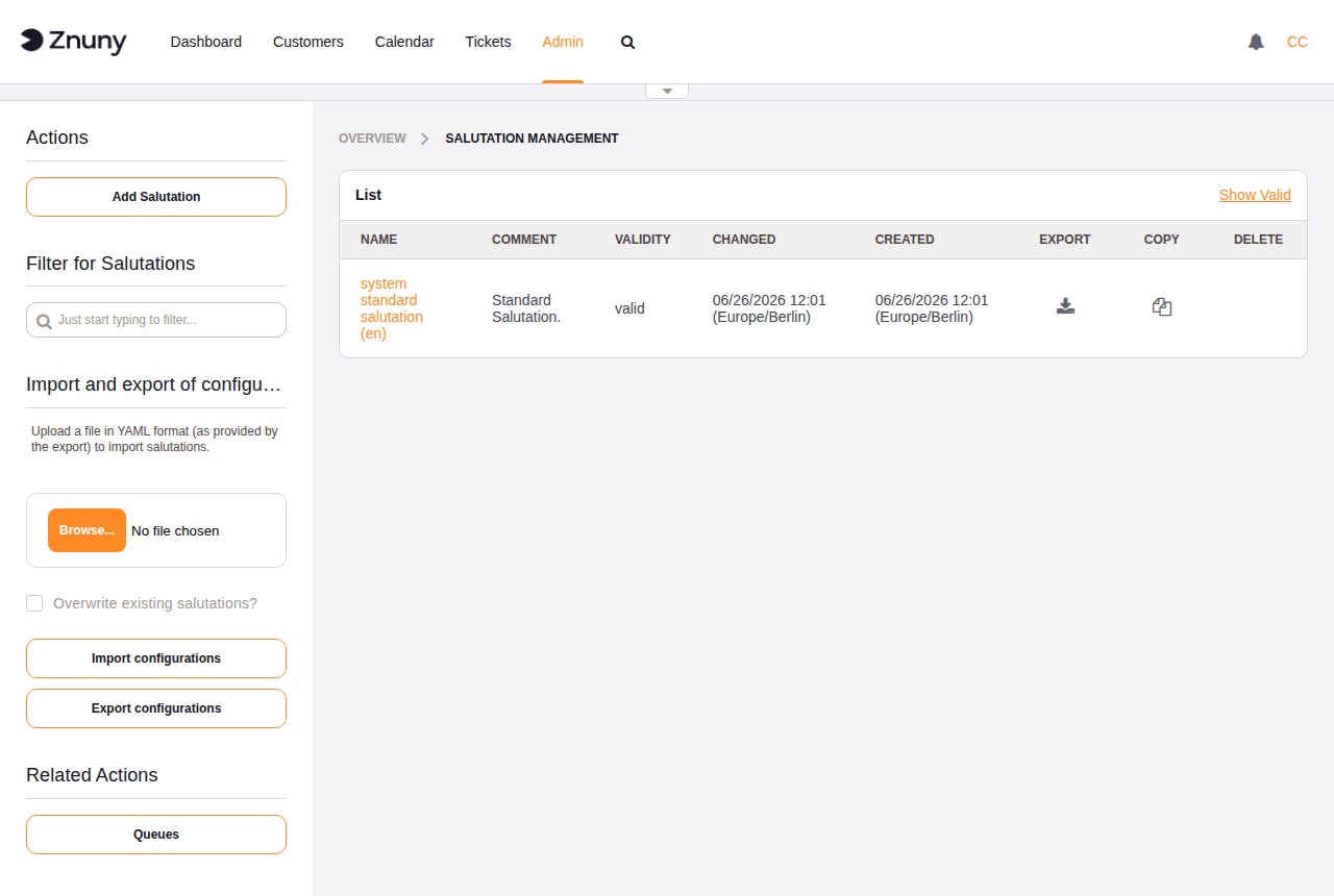 Salutation Management overview